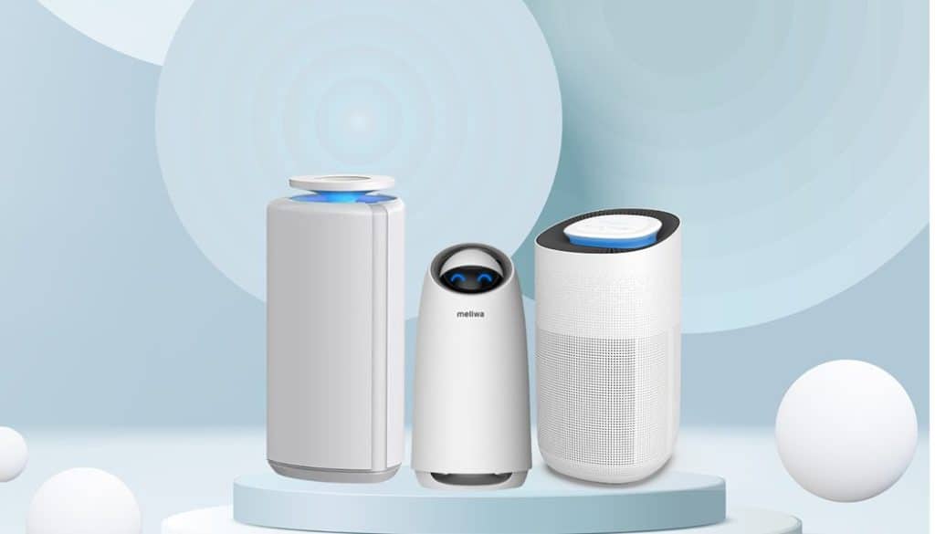 Set of trio modern, classy, and practical meliwa smart air purifiers.